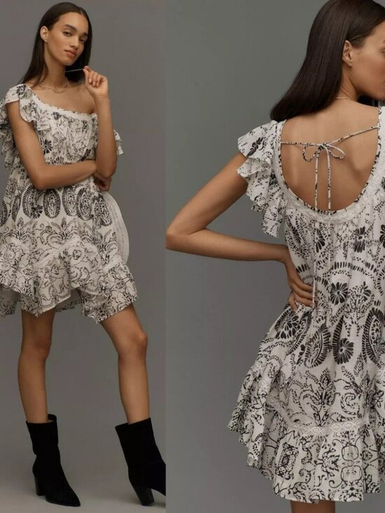 Anthropologie Dresses & Skirts - Maeve Anthropologie Flutter-Sleeve Cotton Paisley Mini Dress Plus Size 2X